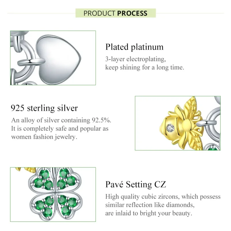 (slika za) Dvobarvna dvobarvna deteljica v slogu Pandora s visečo čebelo - BSC303 - Ogled 7