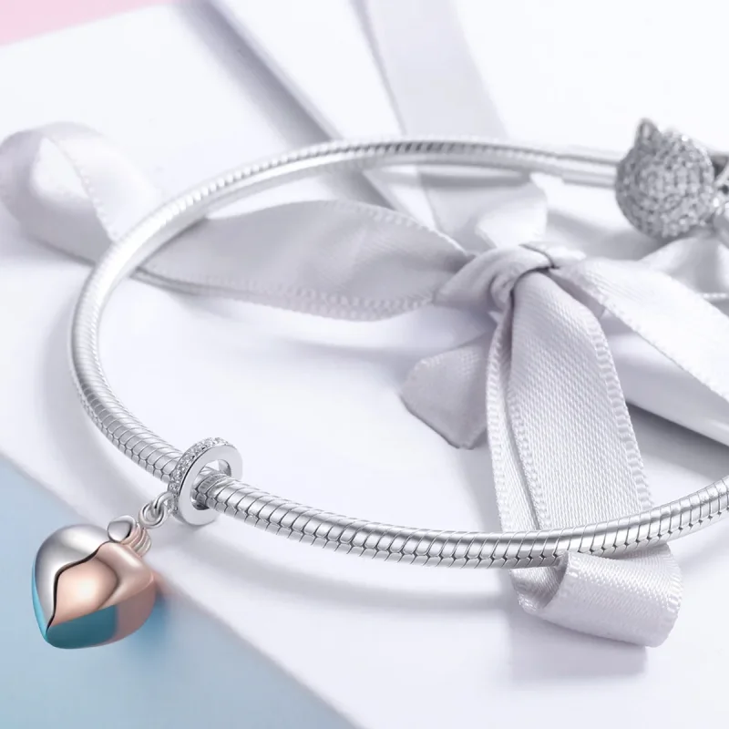 (slika za) Dvobarvni dvobarvni ključ v slogu Pandora v obliki odprtega srca - SCC844 - Ogled 4