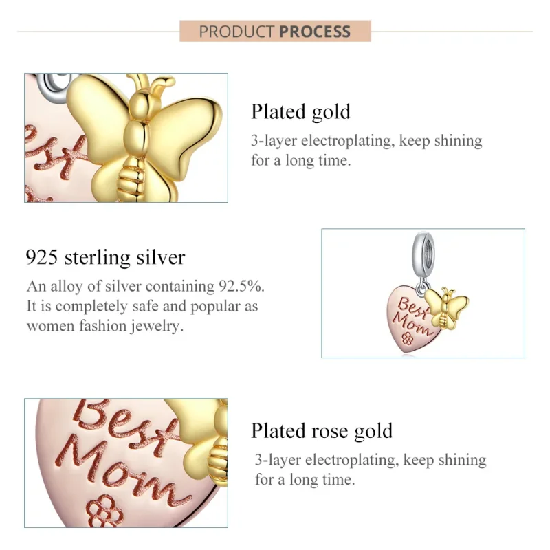 (slika za) Dvobarvni obeski za najboljšo mamo v stilu Pandora - SCC1792 - Ogled 7