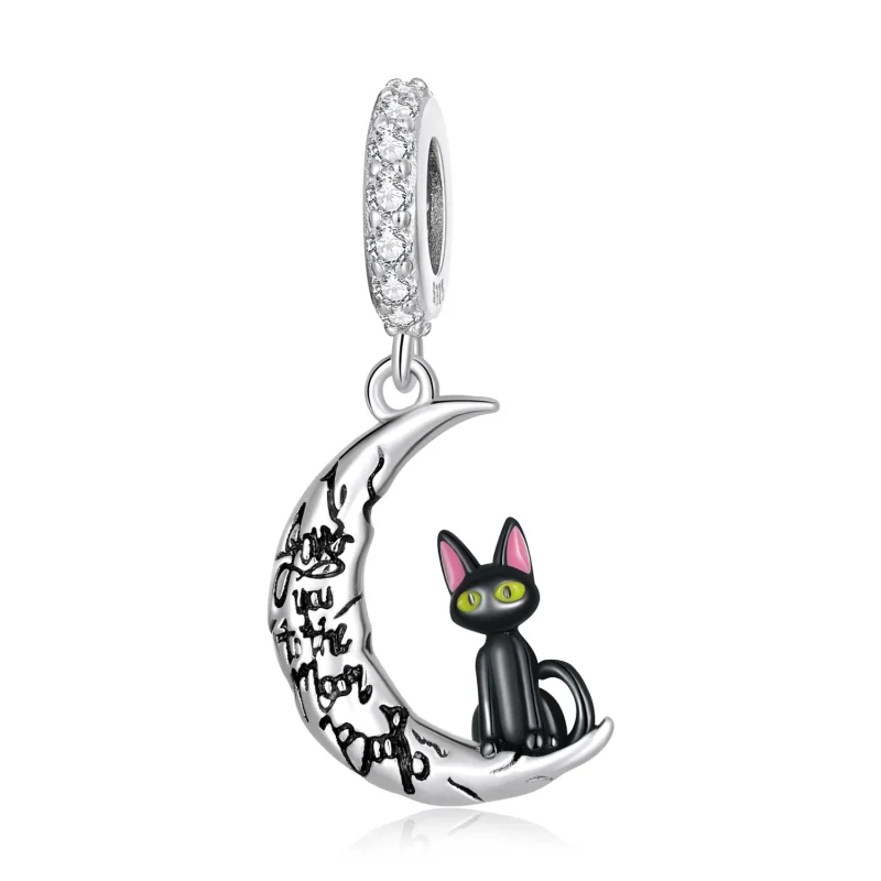 (slika za) Obešček Pandora Style Moon Black Cat - SCC2218 - Slika izdelka