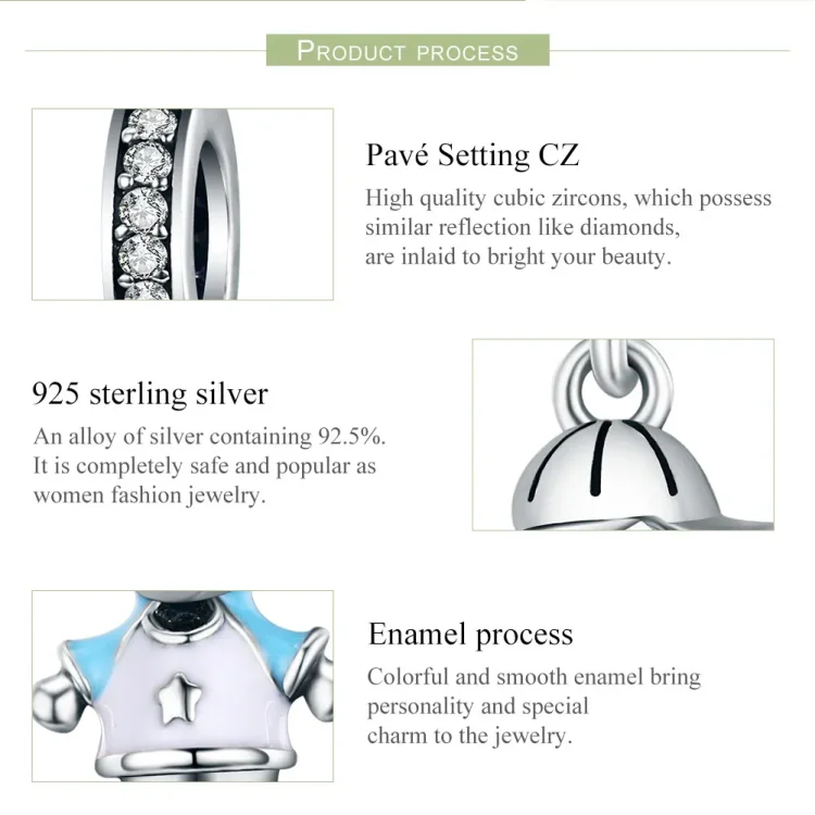 Pandora Style Silver Perfect Life Little Baby Boy Viseč - SCC544
