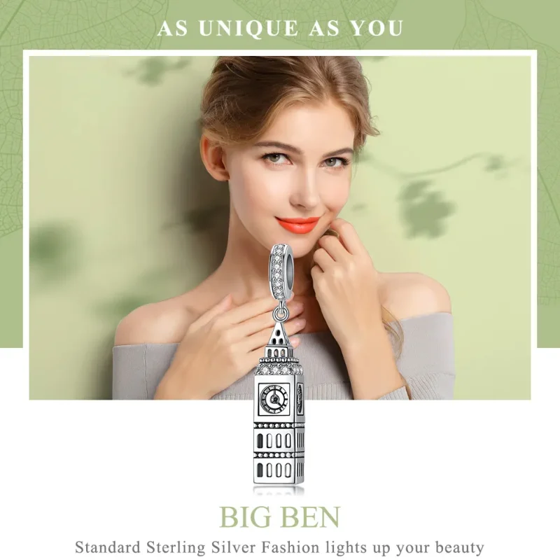 (slika za) Pandora Style Silver Velika Britanija Big Ben Viseči - SCC868 - Ogled 6