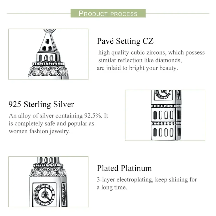 Pandora Style Silver Velika Britanija Big Ben Viseči - SCC868