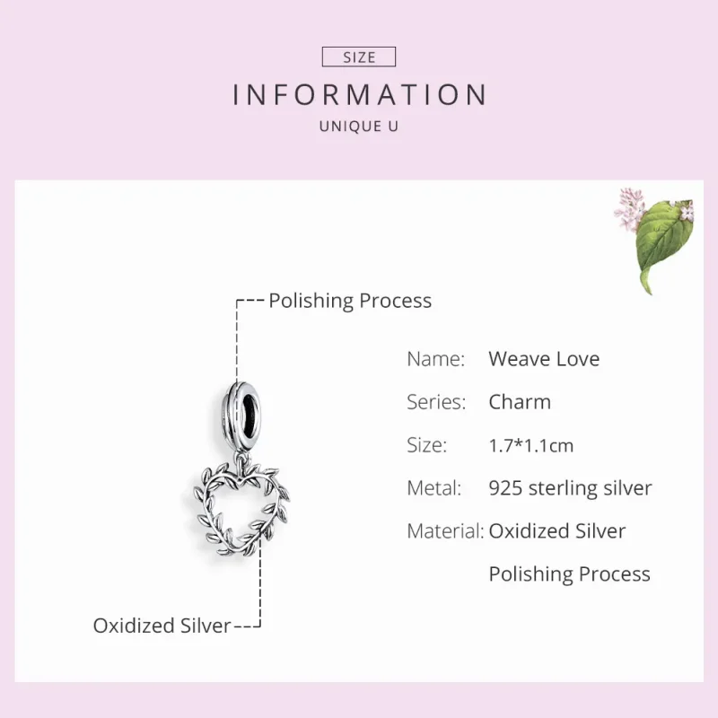 (slika za) Pandora Style Silver Weave Ljubezen Viseči - SCC1520 - Ogled 7
