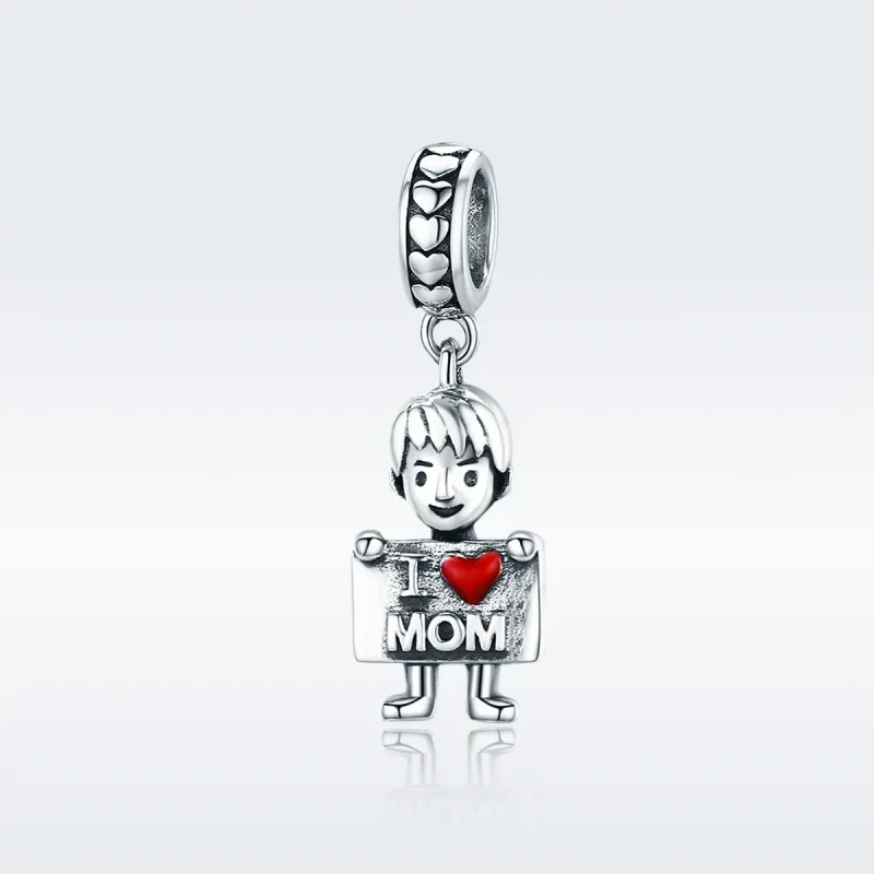 (slika za) Pandora Style Srebrna viseča majica I Love Mom - SCC691 - Ogled 2