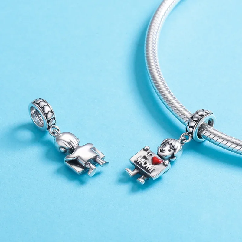 (slika za) Pandora Style Srebrna viseča majica I Love Mom - SCC691 - Ogled 6