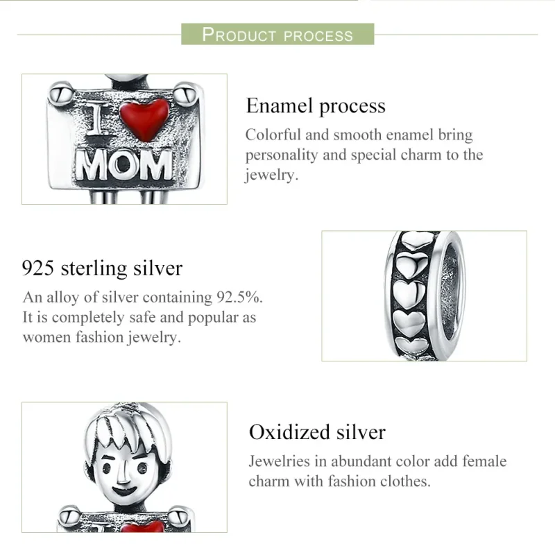 (slika za) Pandora Style Srebrna viseča majica I Love Mom - SCC691 - Ogled 7