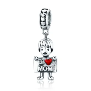 (slika za) Pandora Style Srebrna viseča majica I Love Mom - SCC691