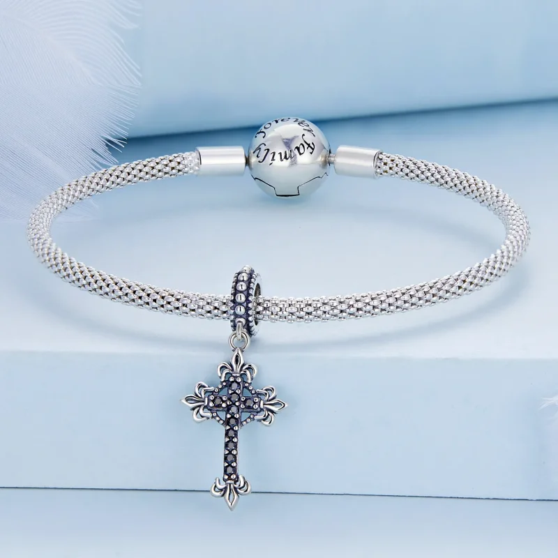 (slika za) Pandora Style Vintage Cross Viseči - BSC669 - Ogled 3