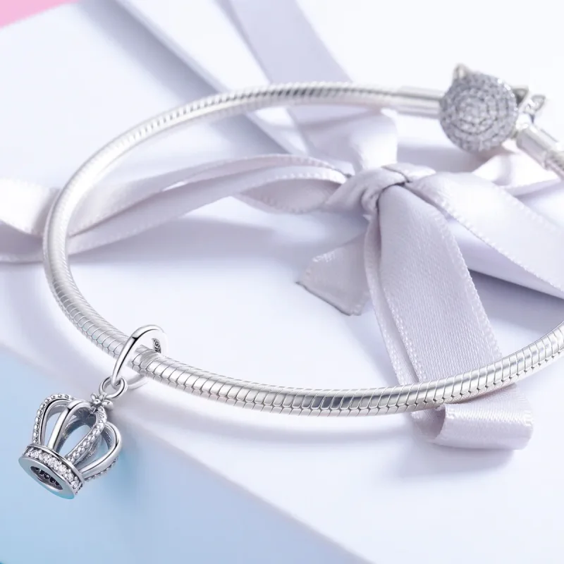 (slika za) Srebrna elegantna viseča krona v stilu Pandora - SCC781 - Ogled 3