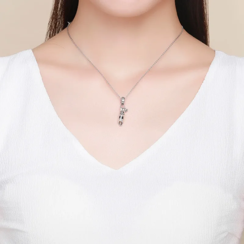 (slika za) Srebrna lepljiva mačka v slogu Pandora - SCC930 - Ogled 5