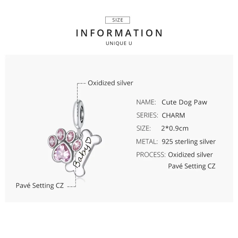 (slika za) Srebrna ljubka pasja šapa Pandora Style - SCC1680 - Ogled 8