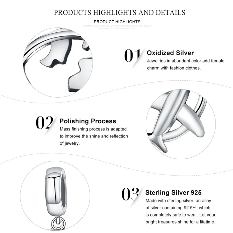 (slika za) Srebrna v slogu Pandora Sanje o potovanju naokoli - SCC242 - Ogled 6