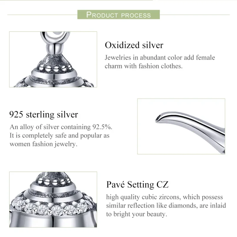 (slika za) Srebrna viseča Aladinova svetilka v stilu Pandora - SCC703 - Ogled 7