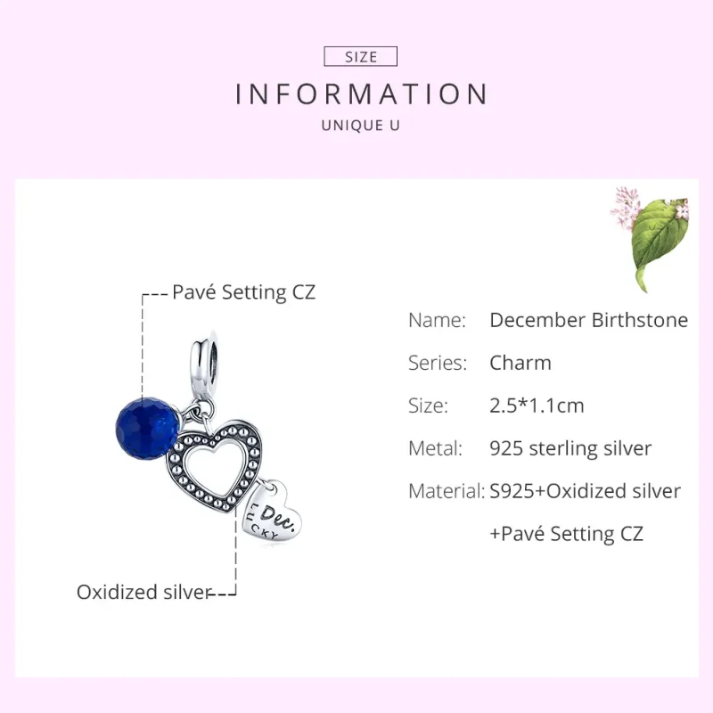 (slika za) Srebrni srebrni decembrski obeski v slogu Pandora - SCC1721 - Ogled 6