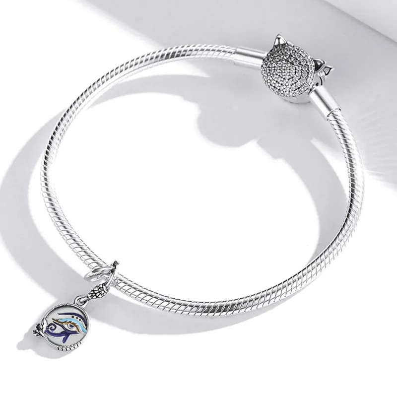 (slika za) Srebrni Egipt v slogu Pandora - Viseči dvojni očesi - SCC1857 - Ogled 3