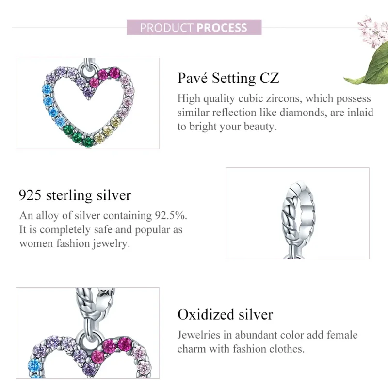 (slika za) Srebrni mavrični ljubezenski viseči slog Pandora - SCC1851 - Ogled 6