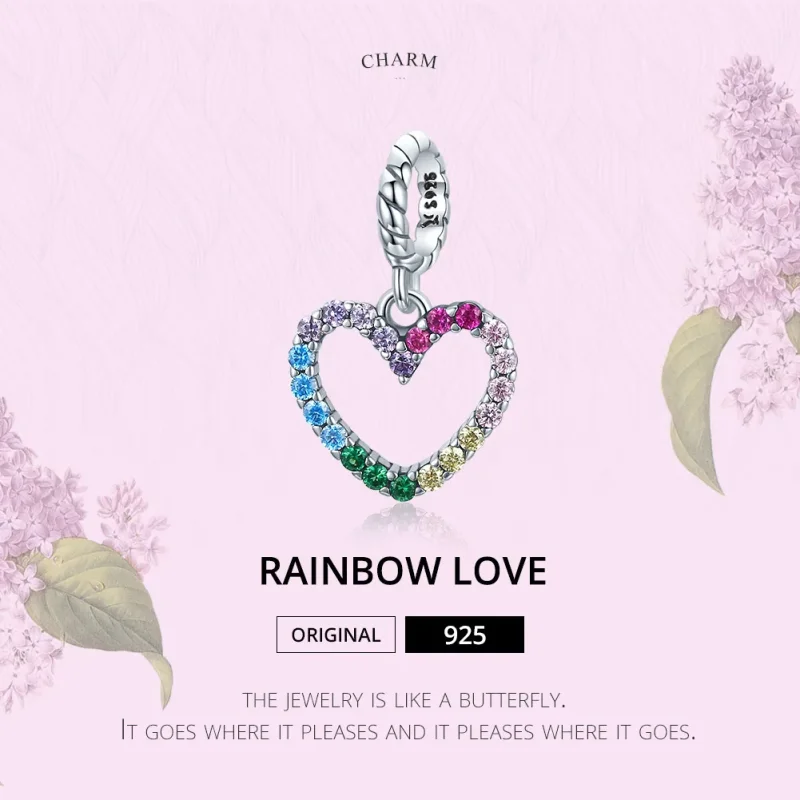 (slika za) Srebrni mavrični ljubezenski viseči slog Pandora - SCC1851 - Ogled 7