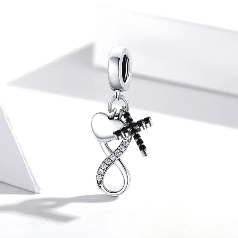 (slika za) Srebrni neskončni križ in viseči srček v stilu Pandora - SCC1713 - Ogled 2