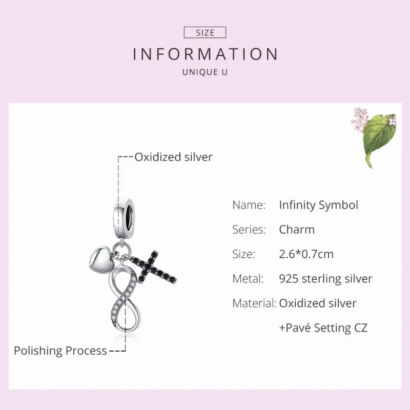 (slika za) Srebrni neskončni križ in viseči srček v stilu Pandora - SCC1713 - Ogled 7