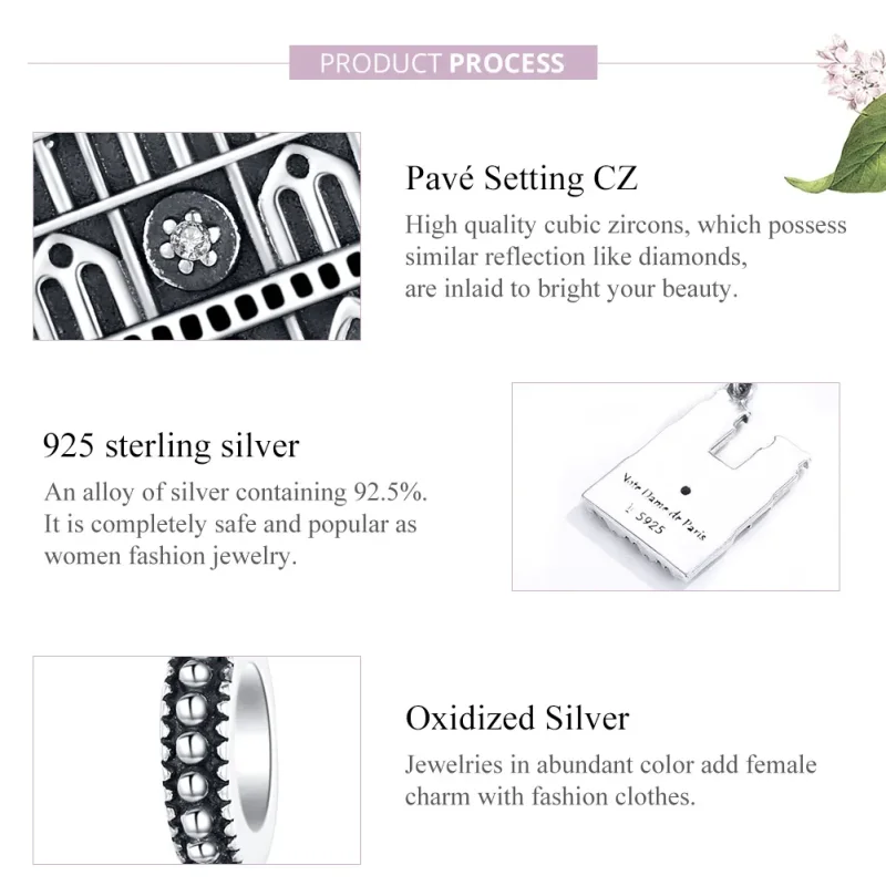 (slika za) Srebrni obesek Notre Dame de Paris v stilu Pandora - SCC1328 - Ogled 8