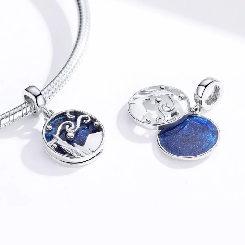 (slika za) Srebrni obesek z zvezdnatim nebom v stilu Pandora - SCC1389 - Ogled 3