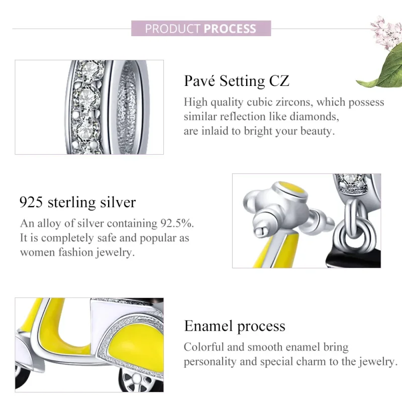 (slika za) Srebrni obeski za motocikel v stilu Pandora - BSC136 - Ogled 8