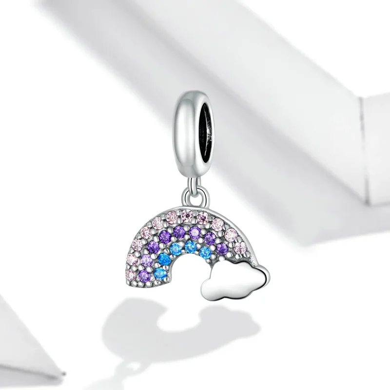 (slika za) Srebrni, pisani mavrični obešalnik v stilu Pandora - SCC1625 - Ogled 2