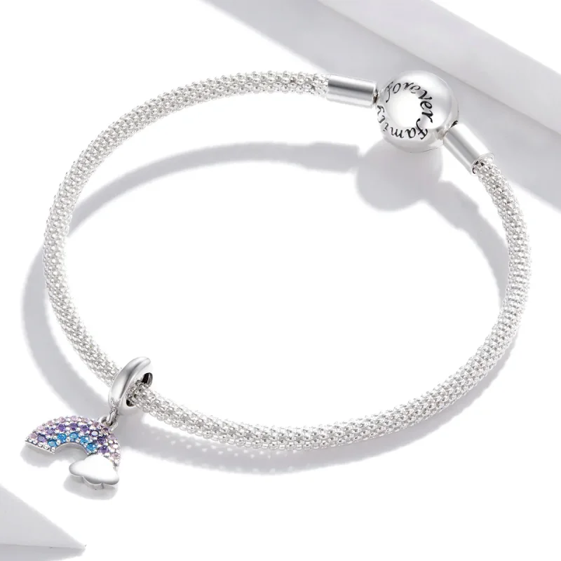 (slika za) Srebrni, pisani mavrični obešalnik v stilu Pandora - SCC1625 - Ogled 3