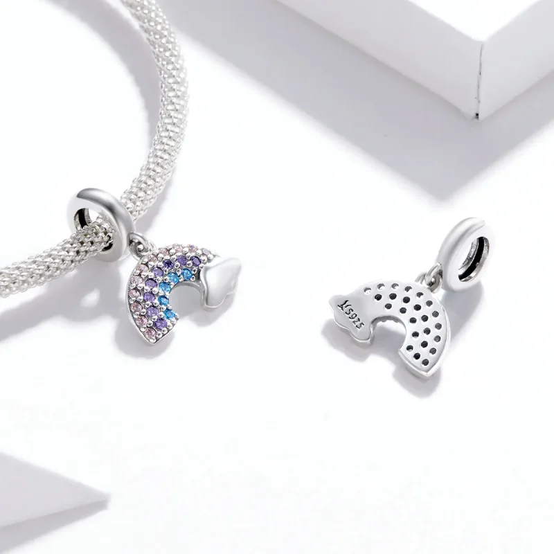 (slika za) Srebrni, pisani mavrični obešalnik v stilu Pandora - SCC1625 - Ogled 4