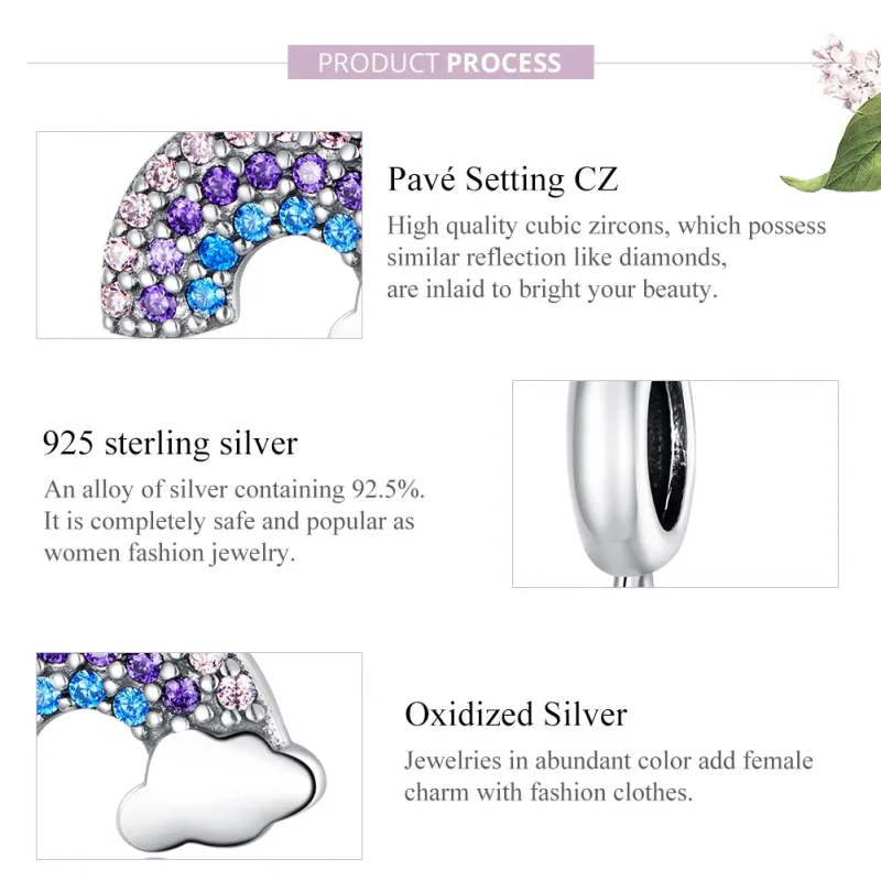 (slika za) Srebrni, pisani mavrični obešalnik v stilu Pandora - SCC1625 - Ogled 8