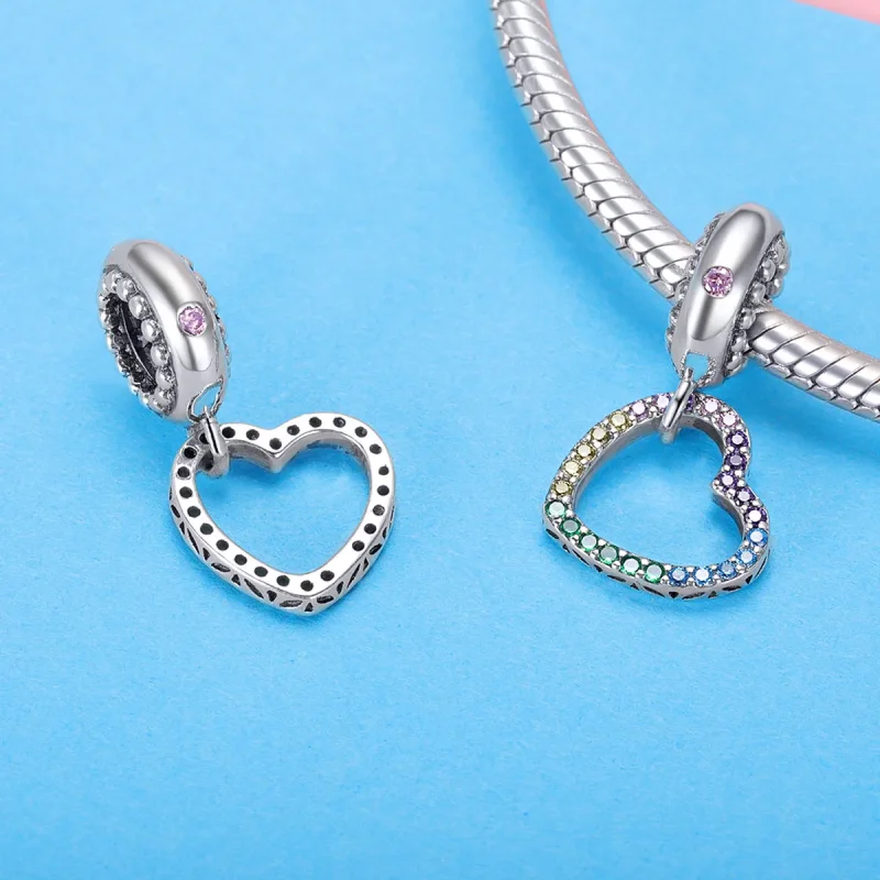 (slika za) Srebrni pisani srčki v slogu Pandora - SCC896 - Ogled 4