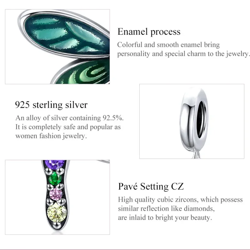 (slika za) Srebrni sijoči viseči kačji pastirji v slogu Pandora - SCC1706 - Ogled 7