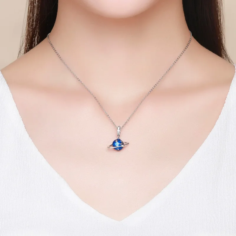 (slika za) Srebrni viseči skrivni planet v slogu Pandora - SCC933 - Ogled 5