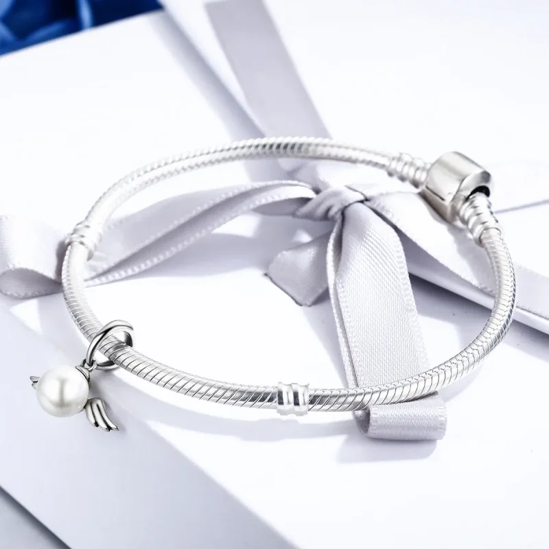 (slika za) Viseča angelska krila v stilu srebrnih biserov Pandora - SCC381 - Ogled 4