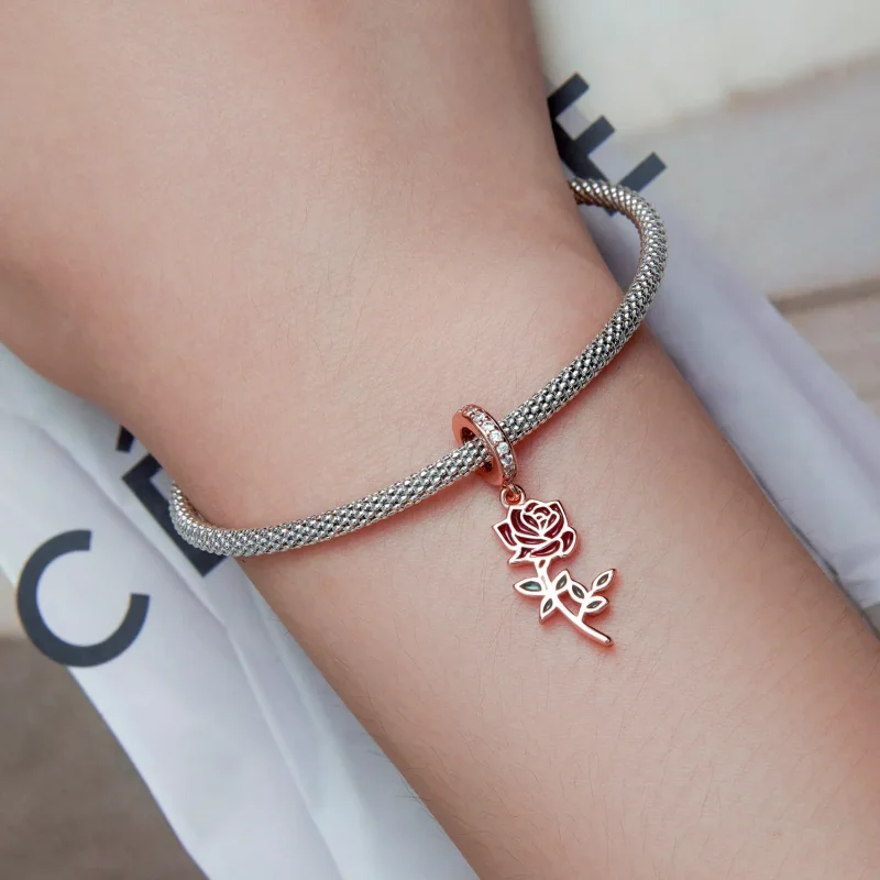 (slika za) Viseča rdeča vrtnica v stilu Pandora - BSC642 - Ogled 5