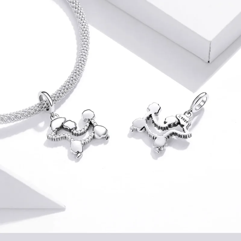 (slika za) Viseča silhueta srebrnega pudlja v stilu Pandora - SCC1681 - Ogled 4