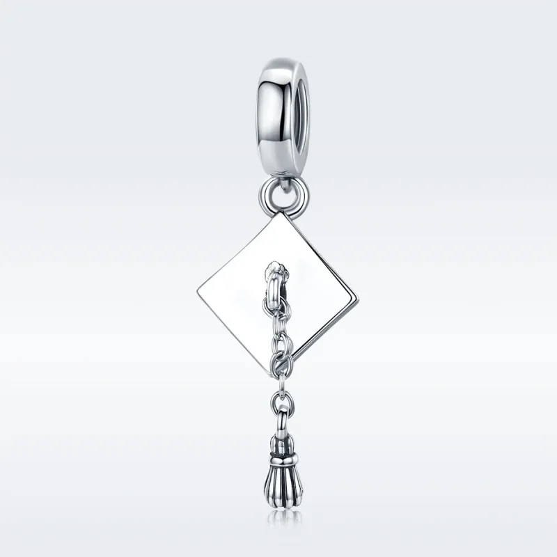 (slika za) Viseča srebrna kapa za diplomiranje v stilu Pandora - SCC459 - Ogled 2