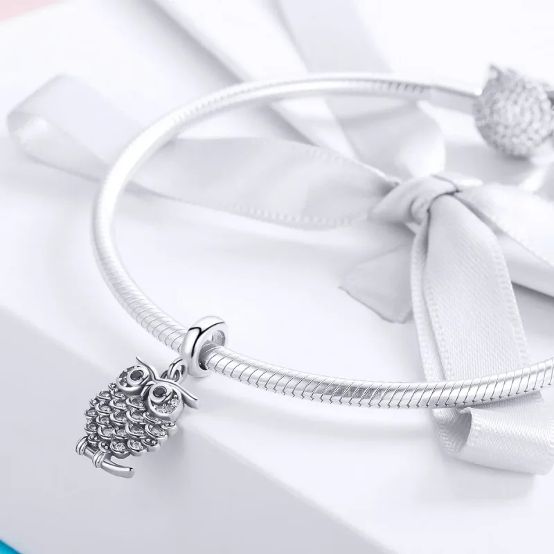 (slika za) Viseča srebrna ljubka sovica v stilu Pandora - SCC949 - Ogled 3