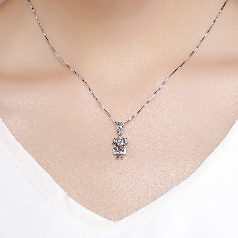 (slika za) Viseča srebrna očkova punčka v slogu Pandora - SCC690 - Ogled 3