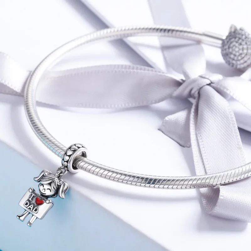 (slika za) Viseča srebrna očkova punčka v slogu Pandora - SCC690 - Ogled 5