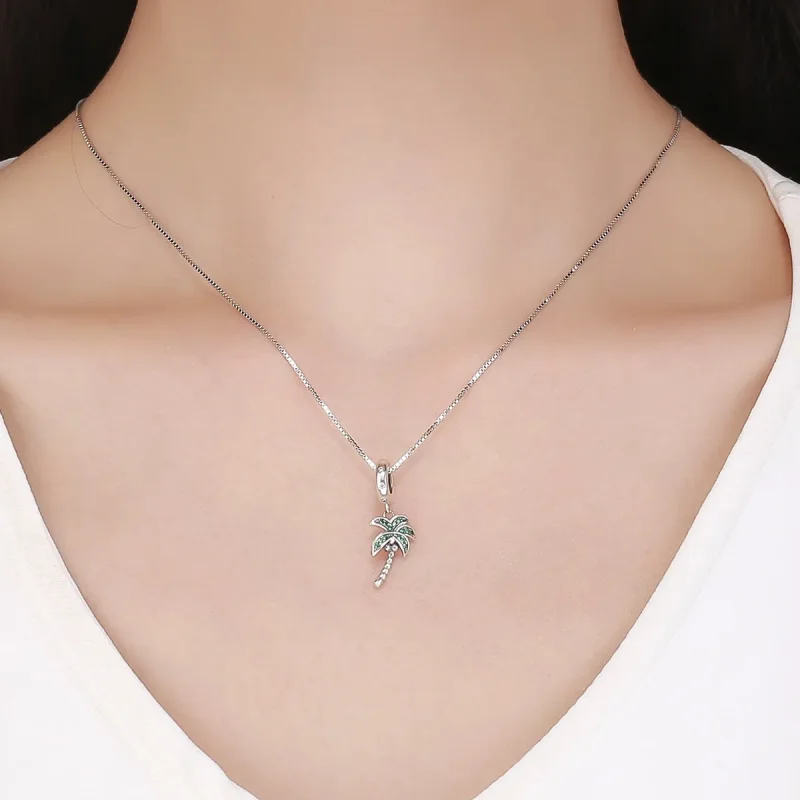 (slika za) Viseča srebrna palma v stilu Pandora - SCC697 - Ogled 5