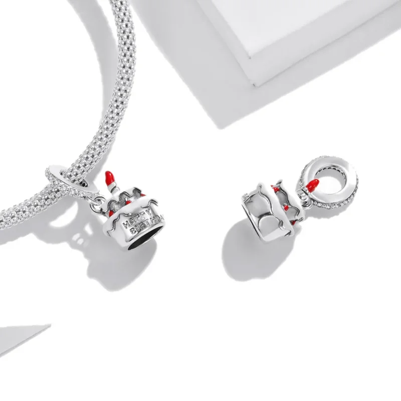 (slika za) Viseča srebrna rojstnodnevna torta v stilu Pandora - SCC1848 - Ogled 4