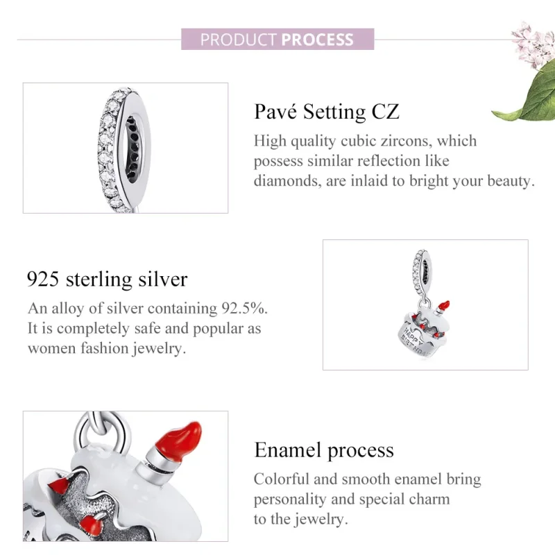 (slika za) Viseča srebrna rojstnodnevna torta v stilu Pandora - SCC1848 - Ogled 6