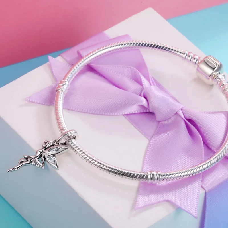 (slika za) Viseča vila srebrne bele rože v stilu Pandora - SCC359 - Ogled 5