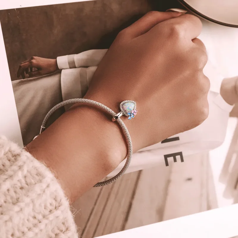 (slika za) Viseči metulj v obliki opal v obliki srca Pandora - SCC2101 - Ogled 5