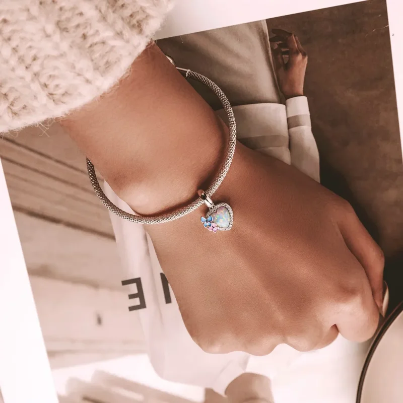 (slika za) Viseči metulj v obliki opal v obliki srca Pandora - SCC2101 - Ogled 6