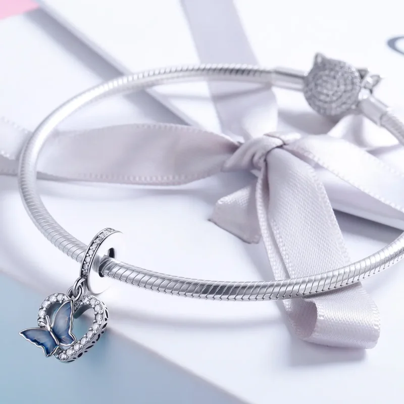 (slika za) Viseči sanjski srebrni metulj v slogu Pandora - SCC818 - Ogled 4