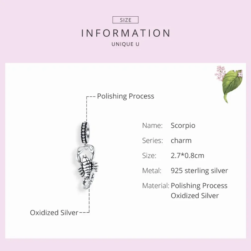 (slika za) Viseči srebrni škorpijon v stilu Pandora - SCC1329 - Ogled 7