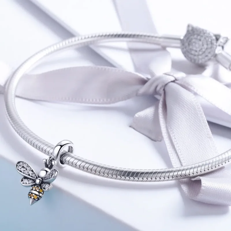 (slika za) Viseči srebrni, medeni v slogu Pandora - SCC821 - Ogled 4